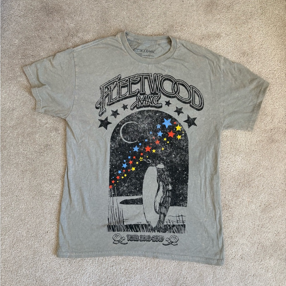 Fleetwood Mac Washed Light Green Graphic Concert Tee T-Shirt Tour 2018-2019